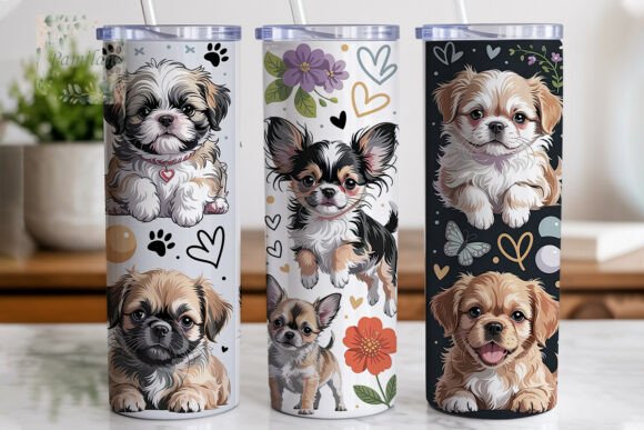 Adorable Puppy Collage 20oz Tumbler Wrap: A Designer's Playful Asset