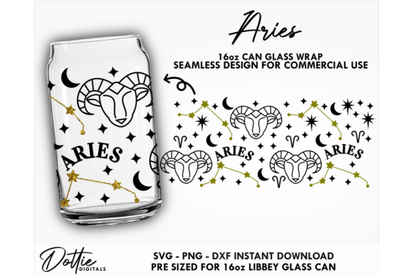 Aries 16oz Libbey Glass Can Wrap SVG: Your Next Design Staple