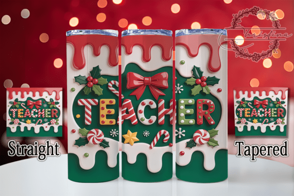 Bring Holiday Cheer to Your Tumblers with 3D Merry Christmas Teacher Designs