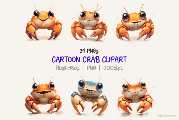 Charming Cartoon Crab Clipart for Creative Projects