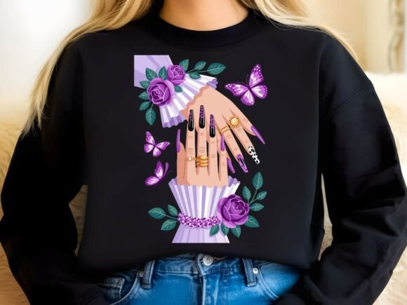 Elevate Your Brand with Purple Glam Nails Art SVG