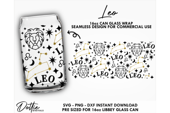 Elevate Your Glassware: The Leo Star 16oz Libbey Glass Can Wrap SVG