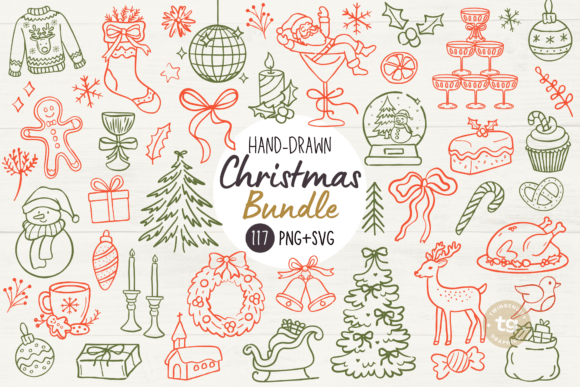 Festive Hand Drawn Christmas SVG Clipart for Crafts
