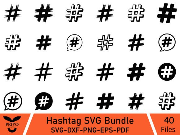 Hashtag SVG Bundle: Modern Icons for Digital Creators