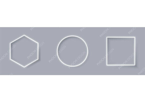 Modernize Your Visuals with Glowing White Neon Geometric Shapes