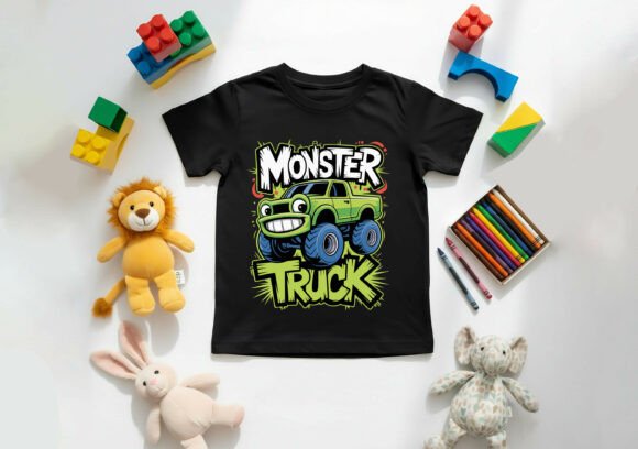 Monster Truck Cartoon Kids T-Shirt: A Creative Design Asset