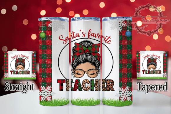 Santaβs Favorite Teacher Tumbler: A Festive Design Asset
