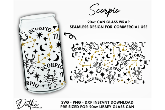 Scorpio 20oz Libbey Glass Can Wrap SVG