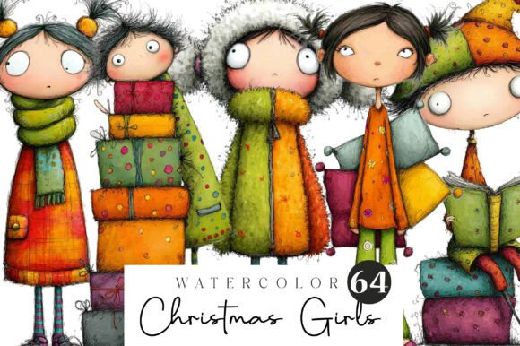 Unwrapping Quirky Christmas Girls Clipart for Your Projects