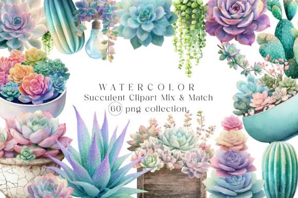 Watercolor Succulent Clipart Mix & Match: Design Asset Deep Dive