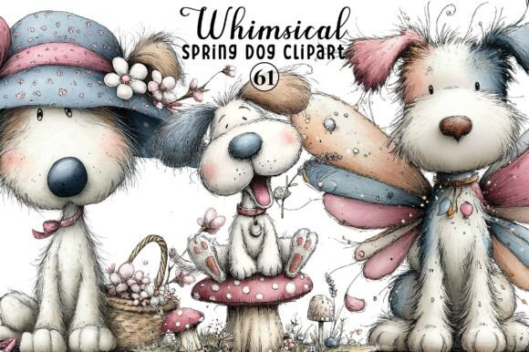 Whimsical Spring Dog Clipart: Fresh Design Assets