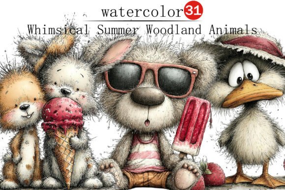 Whimsical Summer Woodland Animals Clipart: A Designer's Delight