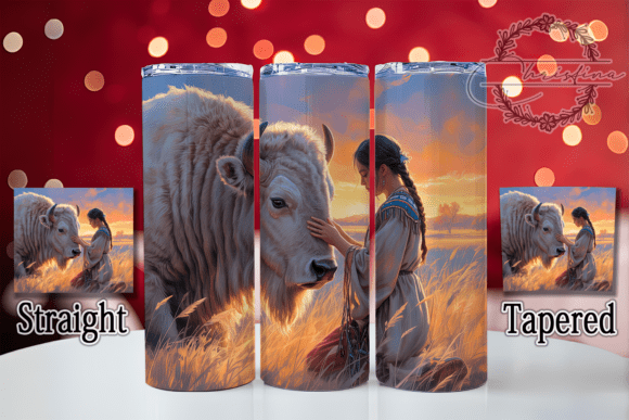White Bison Indigenous Woman Tumbler Design: Bold & Cultural